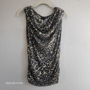 DRAPE NECK CAMO LEOPARD TOP SIZE SMALL
